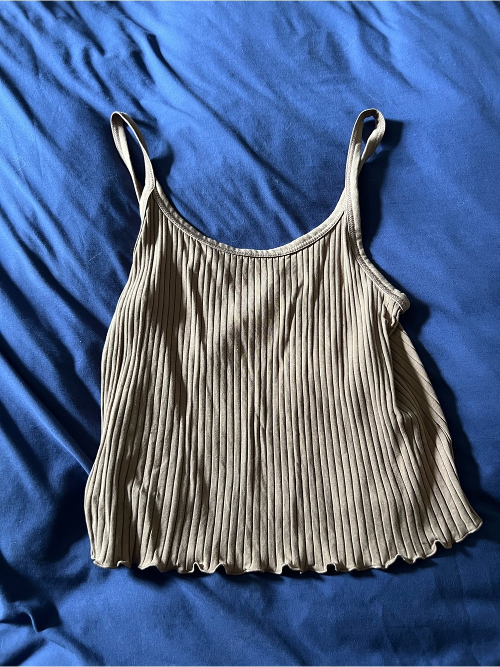 Old Navy Taupe Ribbed Spaghetti Strap Tank Top